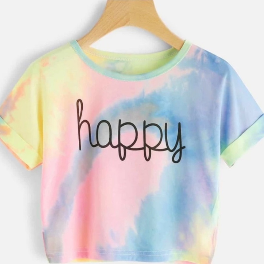 “Happy” tie dye crop top